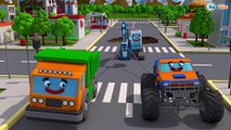 Caminhão de Despejo, Caminhão de Reboque, Carro de Polícia | Desenhos animados em português