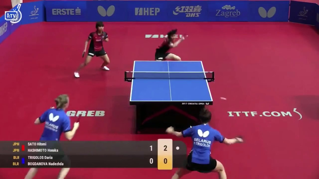 卓球･カットマン クロアチアOP 2017 女子ダブルス決勝 橋本帆乃香･佐藤瞳 VS TRIGOLOS Daria / BOGDANOVA Nadezhda ベラルーシ