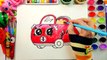 Shopkins Cutie Cars Coloring Page to Learn to Draw and Color Fruit with Watercolor for kids