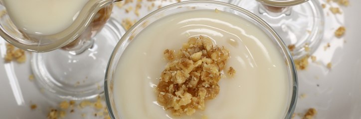 خطوات تحضير مهلبية بالفانيلا و التفاح