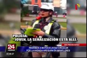 Motociclistas rechazan impedimento de circular por la avenida Arequipa en Miraflores