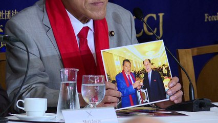 Japan's wrestler-turned-senator meets press after N.Korea trip