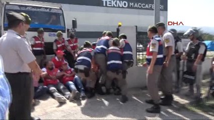 Düzce Fabrika Girişini Kapatan Grevdeki İşçilere Jandarma Müdahalesi