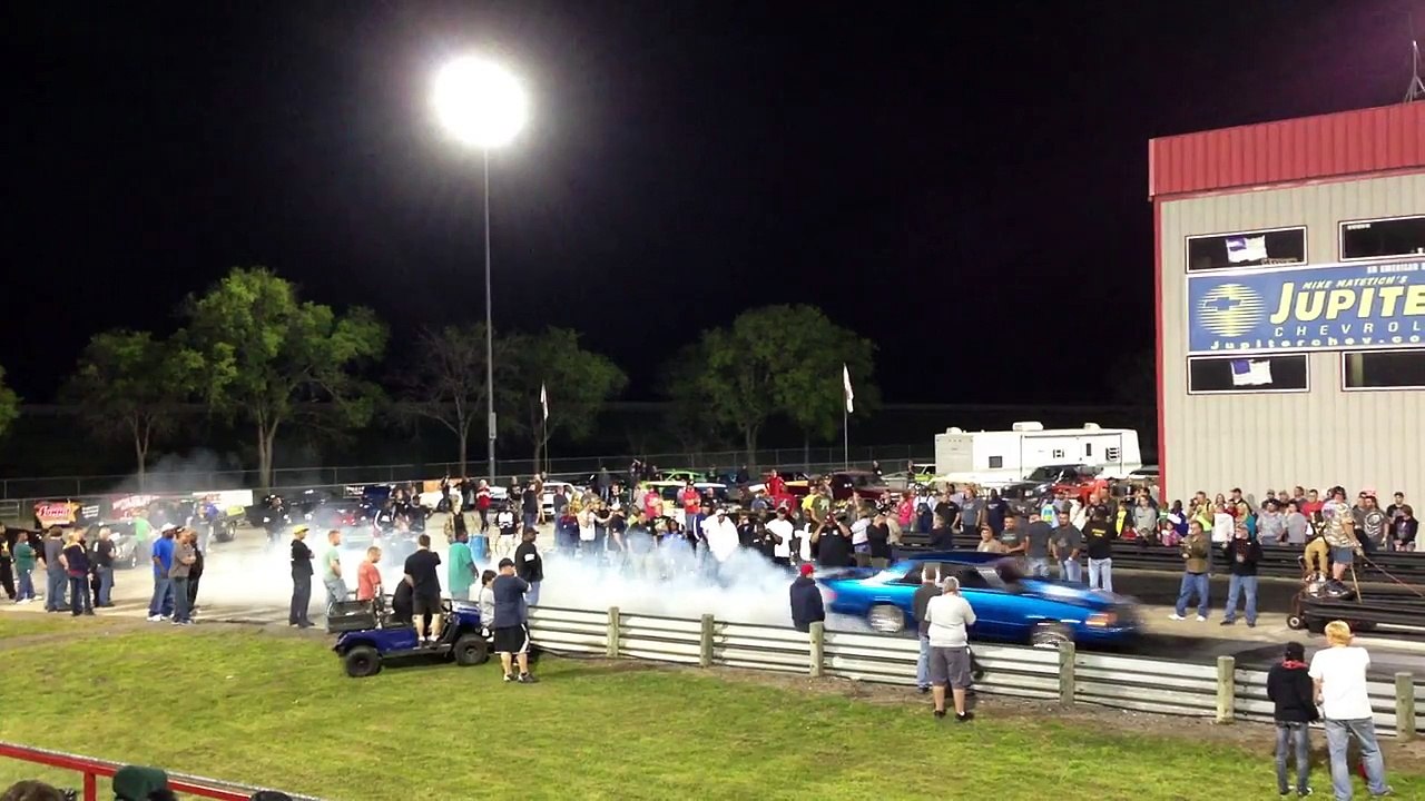 Drag Race Notch Back Mustang and 80s Malibu Nitrous Redline Raceway Texas