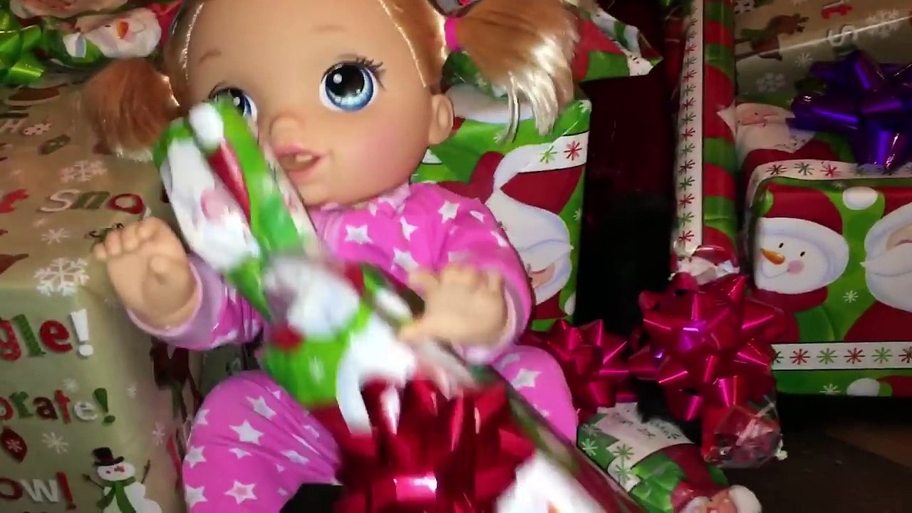 Baby Alive Baby Go Bye Bye Doll Cant Sleep and Sneaks a Christmas Present Feeding Diaper Change