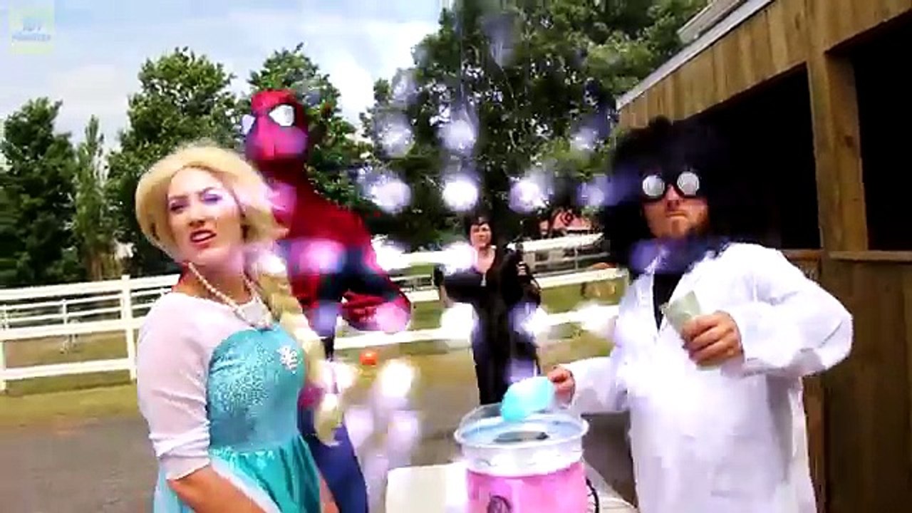Frozen Elsa Gets BRAIN BELLY! w/ Spiderman Joker Maleficent Anna Joker Girl! Superhero Fun