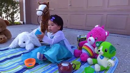 Teddy Bear Toy Crushed by Truck w/ Snow White, Baby Elsa, Catwoman