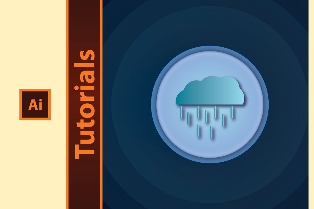 how to Draw a simple cloud icon with raindrop in illustrator