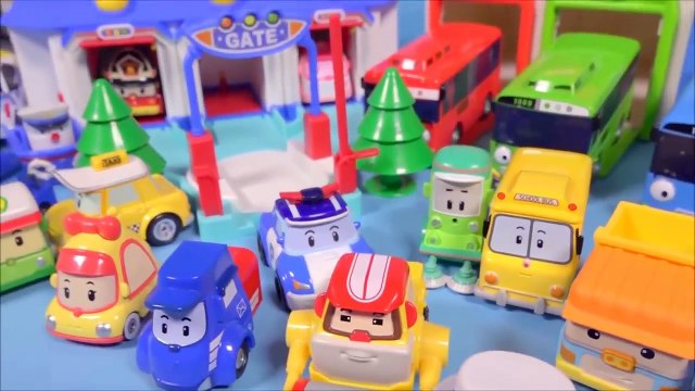 Robocar Poli car toys Rescue station & Tayo bus garage 폴리 타요 구조본부 놀이