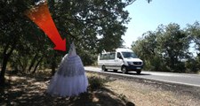 Edirne'de Yol Kenarındaki Ağaca Asılı Gelinliği Görenler Şaşkına Döndü