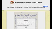 La famille - Texte en écriture cursive en russe
