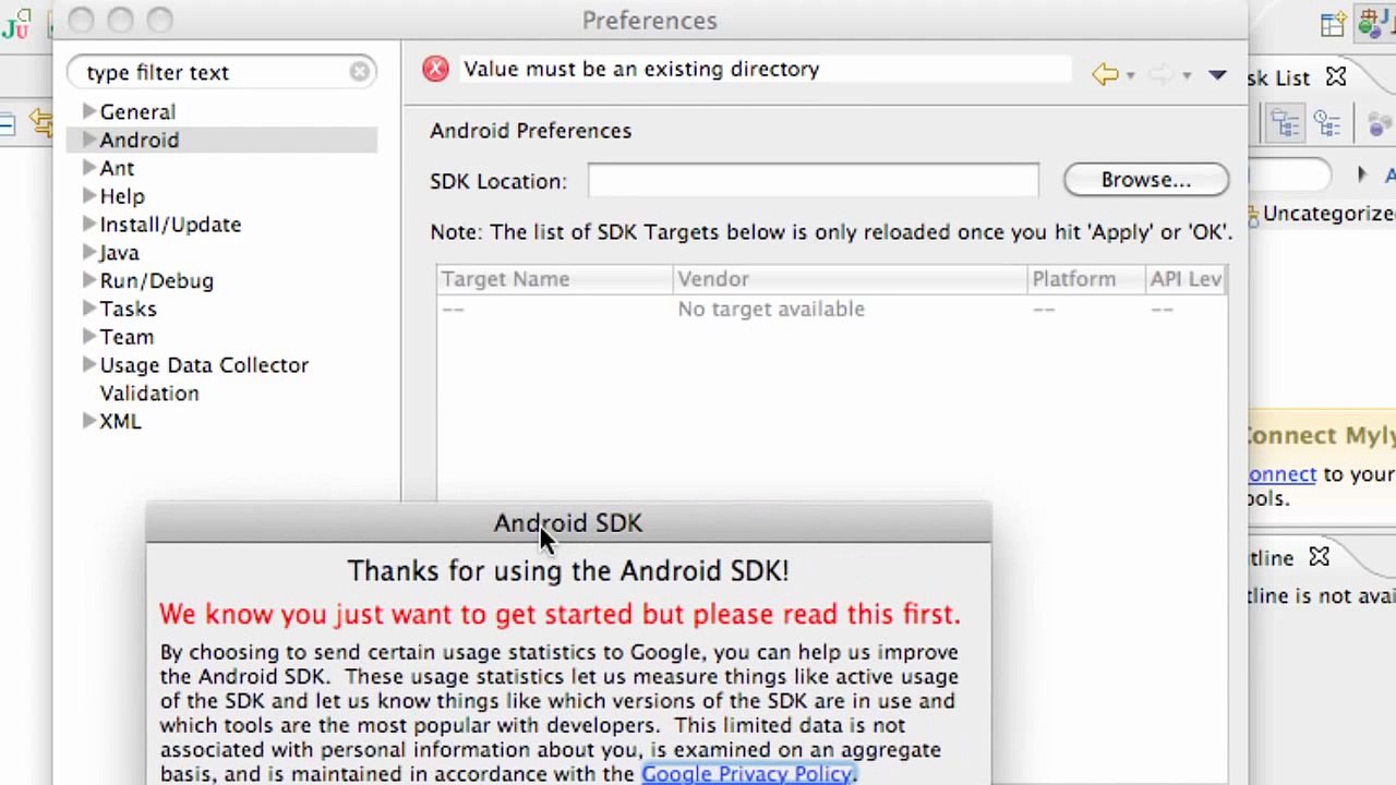 Android Application Development Tutorial - 4 - Setting up an Android Project