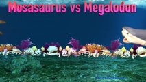 Dinosaur Fight MOSASAURUS vs MEGALODON Battle MARINE REPTILES kids dino รบ ไดโนเสาร SuperFunReviews