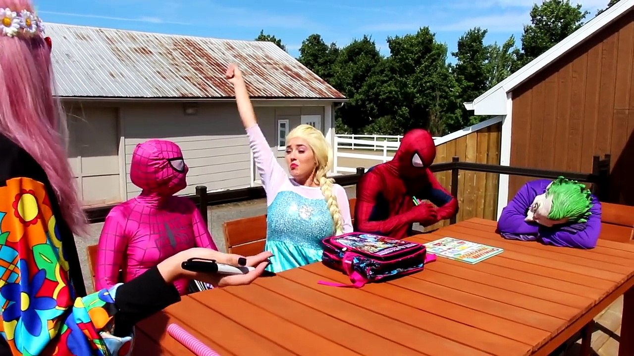 Frozen Elsa & Spiderman DANCE CHALLENGE! w/ Joker Anna Hulk Minions Spidergirl Fun In Real
