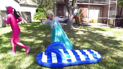 Frozen Elsa baby, Rapunzel Baby, Snow White baby in Jail? w/ Spiderman, Pink spidergirl