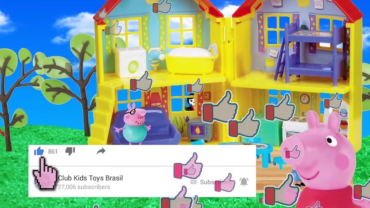 Desenho da Peppa Pig e George aprontam com robo gigante Mamãe pig com raiva do Zumbi