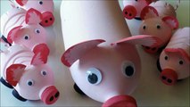 DIY Recycled Art and Crafts Ideas for Kids: How to Make Pigs Family from Plastic Bottles