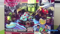 Disney Cars Toon Monster Truck Wrastlin Ring McQueen Tow Mater Spiderman Egg Surprise Col