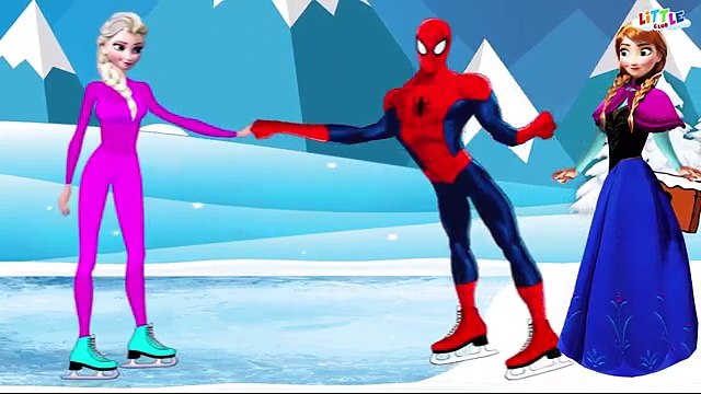 Elsa & Spiderman Ice Skating - Frozen Anna & Superhero Funny Cartoon
