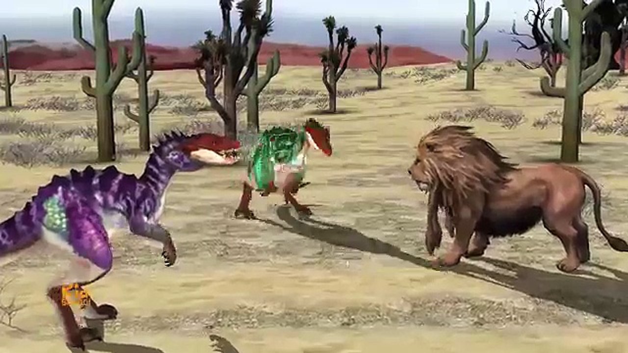 Attaque dinosaure léléphant pour enfants film Kartun dianosures lion 3d