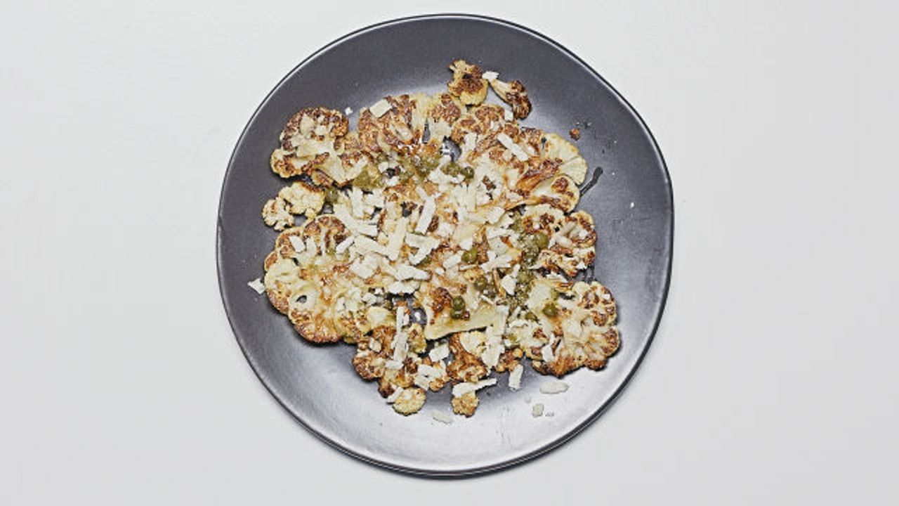 Roasted Cauliflower with Capers, Lemon, and Parmesan
