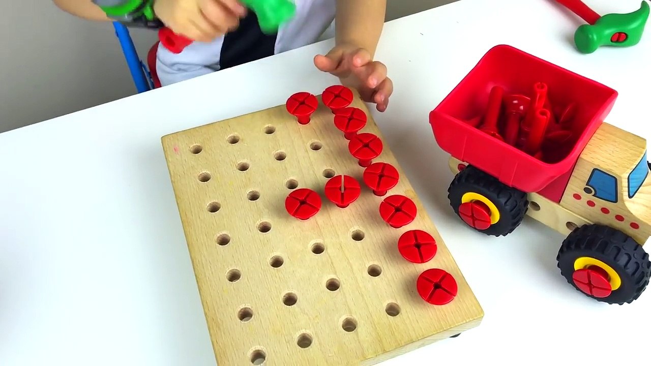 Lets build the ABC (Alphabet) w/ hammer & nails. Educational for children. Lets Play Kids.