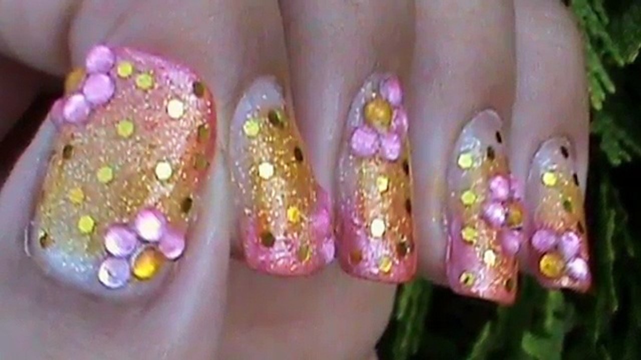 Rouge et or hombre pente ongle conception tutoriel vidéo
