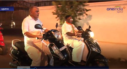 இருசக்கர வாகனத்தில் ஆய்வு மேற்கொண்ட முதல்வர்-வீடியோ