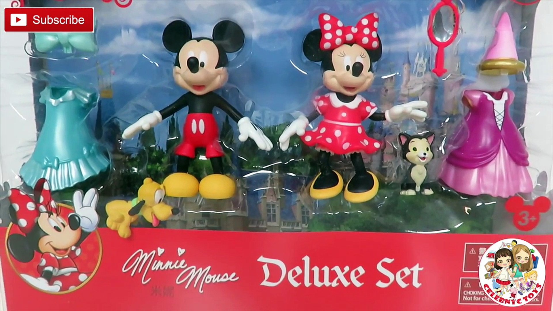 Minnie Mouse Deluxe Fashion Set Disney Princess Mickey Mouse Pluto Figures  Clip Ons Magiclip
