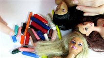Mechas Coloridas no Cabelo da Barbie com Giz de Cera DIY (lavável)