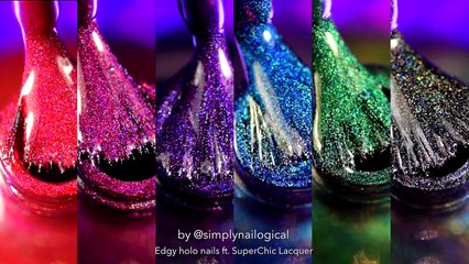 Rainbow Rockstar nails using SuperChic Lacquer holos!