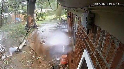 Cet homme a failli finir embroché par une branche d'arbre.