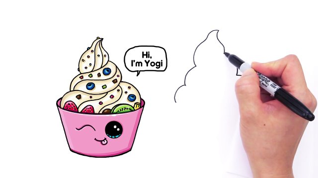 How to Draw Frozen Yogurt Dessert, Soft Serve Ice Cream cute