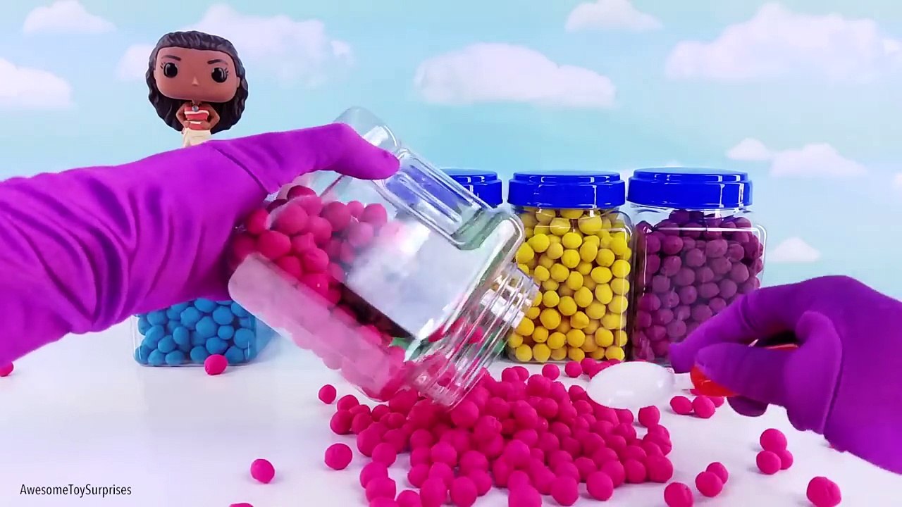 Disney Moana Frozen Elsa Rapunzel Learn Colors! Play-Doh Dippin Dots Funko Pop Toy Surprises