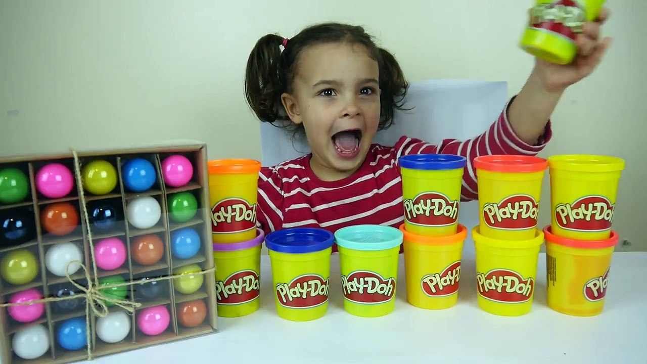 DIY Giant Play Doh Rainbow Cake with toy Balls