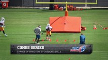 Cone drills to help backs and receivers build footwork