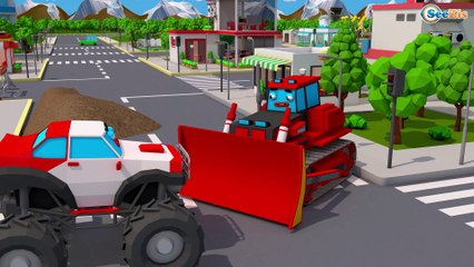 Real Diggers Bulldozer & Yellow Excavator - Construction 3D Cartoon for Kids - Cars & Trucks Stories