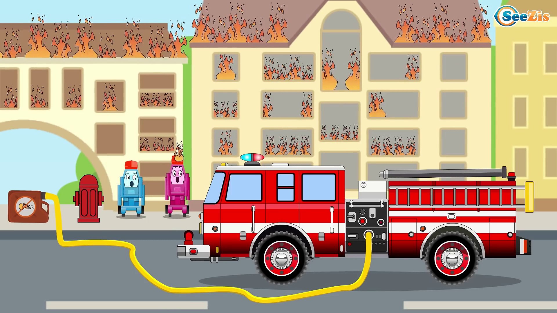 The Fire Truck Putting Out Fires | Service & Emergency Vehicles Cars &  Trucks Cartoon for children – Видео Dailymotion