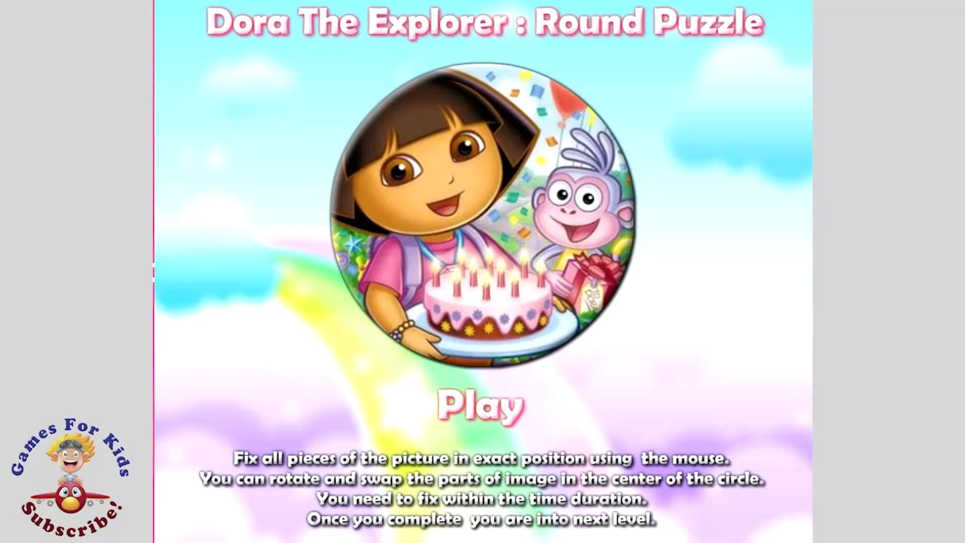 Climatic mountains rumor Mentally Baby Games Dora The Explorer Round Puzzle - Games for Kids - video  Dailymotion