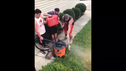 Fabrican un lanzallamas casero pero el invento salió mal