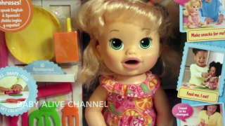 Baby Alive Snackin Sara Doll Unboxing and Feeding