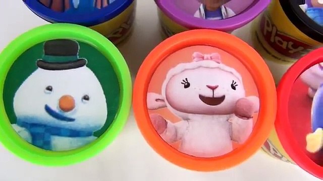 Learn COLORS with Doc McStuffins Disney Jr. Playdoh Toy Surprises, Lambie, Hallie, Shopkins / TUYC