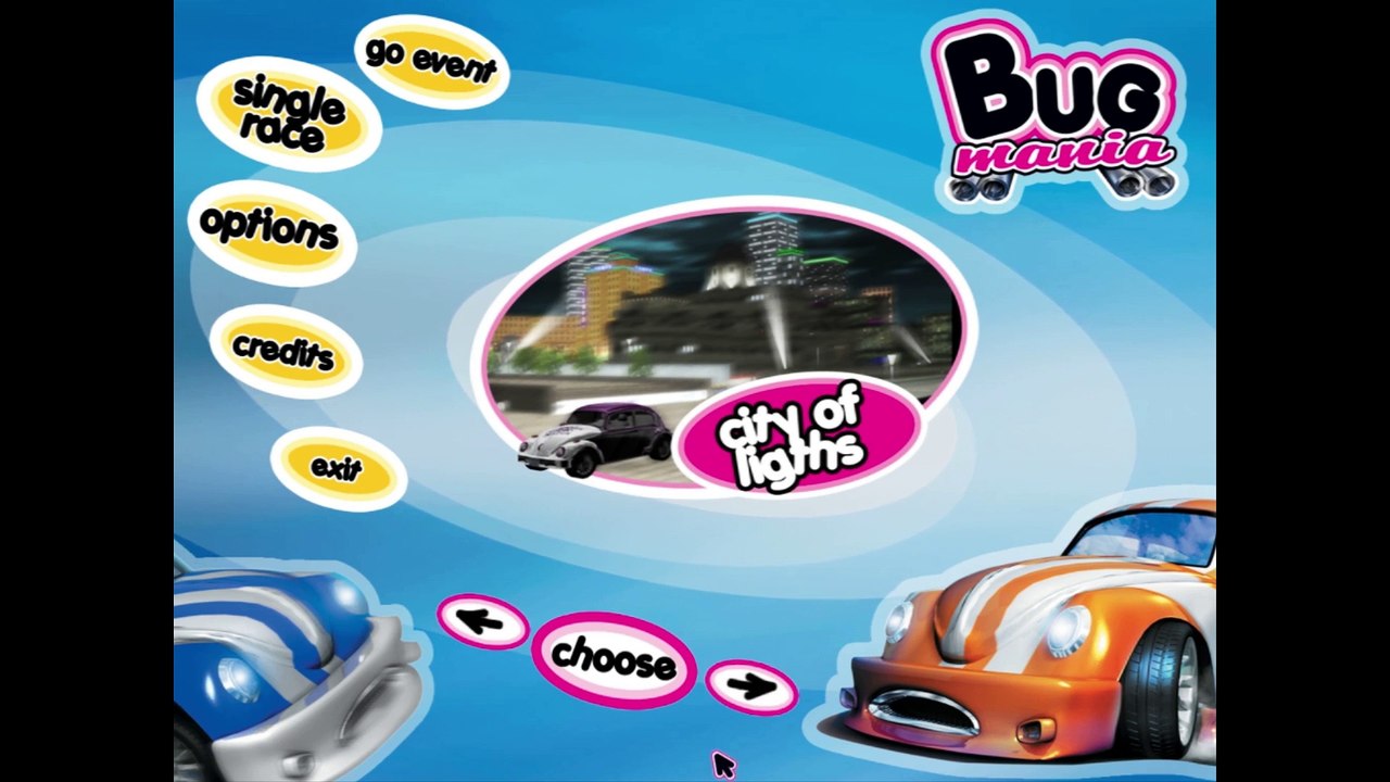 Bug Mania gameplay on City of lights with beach-bug car