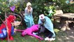 Frozen Elsa & Spiderman FOUNTAIN! w/ Joker Maleficent Princess Anna Toys! Superheroes IRL