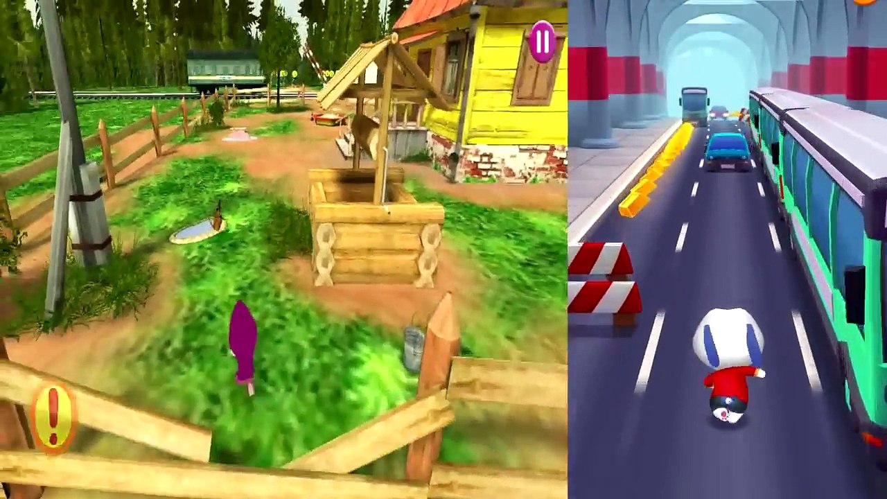 Talking Tom Gold Run Hank vs Masha Run Help Her Catch the Butterfly | Collect Treats for Teddy