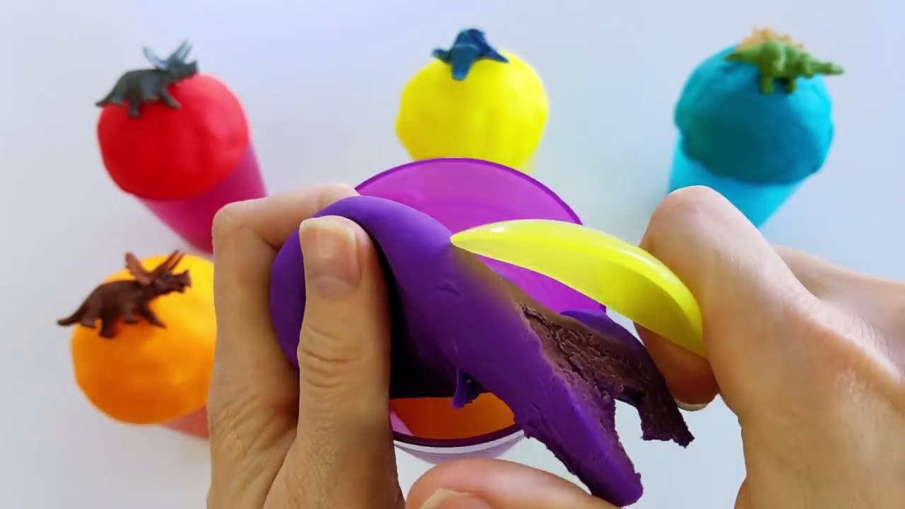 Learn Colors Play Doh Ice Cream Dinosaur Nursery Rhymes Surprise Eggs for Kids