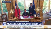 Emmanuel Macron signe la loi de moralisation de la vie politique