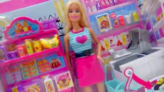 Cra muñeca tienda de comestibles en en vida mercado juego almacenar el juguete Barbie malibu dreamhouse unboxing co