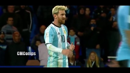 Lionel Messi embraces an amateur during Argentina vs Uruguay 1-0