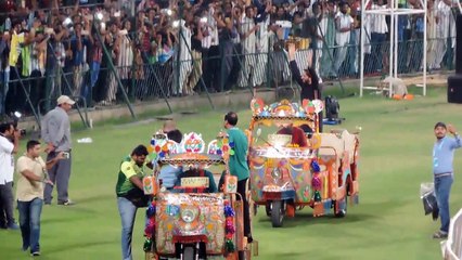 Shahid Afridi bidding farewell to Pakistan fans during Independence Cup at Gaddafi Stadium, Lahore